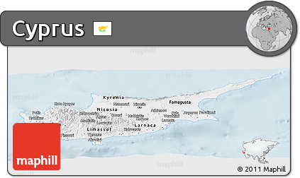 Classic Style Panoramic Map of Cyprus, single color outside