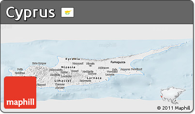 Classic Style Panoramic Map of Cyprus, single color outside