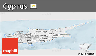 Gray Panoramic Map of Cyprus, single color outside