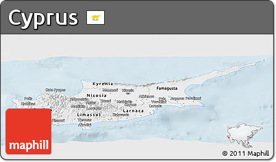 Gray Panoramic Map of Cyprus, single color outside