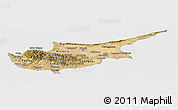 Satellite Panoramic Map of Cyprus, cropped outside
