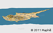Satellite Panoramic Map of Cyprus, darken, desaturated, land only