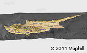 Satellite Panoramic Map of Cyprus, darken, desaturated