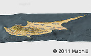 Satellite Panoramic Map of Cyprus, darken, semi-desaturated