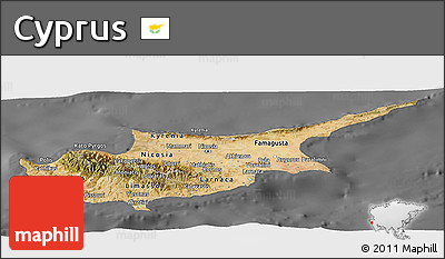 Satellite Panoramic Map of Cyprus, desaturated