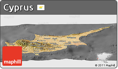 Satellite Panoramic Map of Cyprus, desaturated