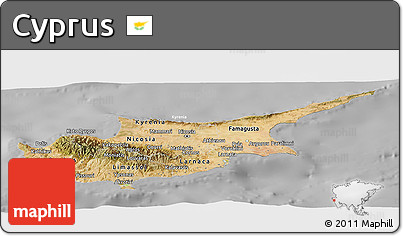 Satellite Panoramic Map of Cyprus, lighten, desaturated