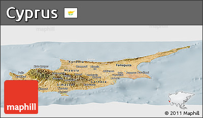 Satellite Panoramic Map of Cyprus, lighten