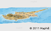 Satellite Panoramic Map of Cyprus, political shades outside