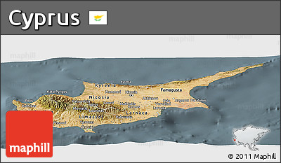 Satellite Panoramic Map of Cyprus, semi-desaturated