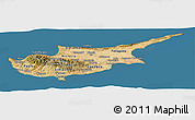 Satellite Panoramic Map of Cyprus, semi-desaturated, land only