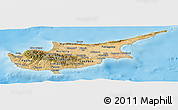 Satellite Panoramic Map of Cyprus, shaded relief outside