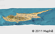 Satellite Panoramic Map of Cyprus, shaded relief outside, satellite sea