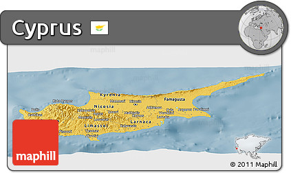 Savanna Style Panoramic Map of Cyprus, single color outside