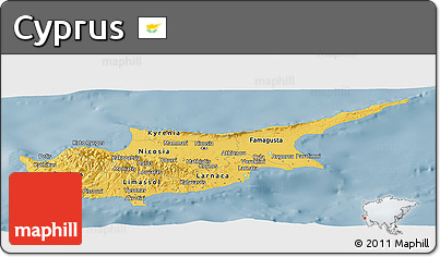 Savanna Style Panoramic Map of Cyprus, single color outside