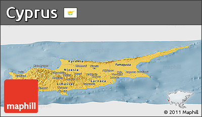 Savanna Style Panoramic Map of Cyprus, single color outside