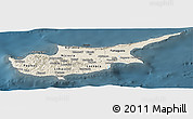 Shaded Relief Panoramic Map of Cyprus, darken