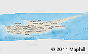 Shaded Relief Panoramic Map of Cyprus, semi-desaturated, land only
