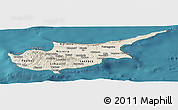 Shaded Relief Panoramic Map of Cyprus, single color outside, satellite sea