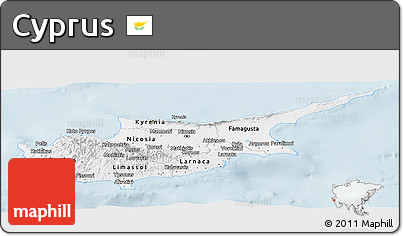 Silver Style Panoramic Map of Cyprus
