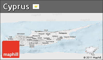 Silver Style Panoramic Map of Cyprus