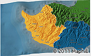 Political 3D Map of Paphos, darken