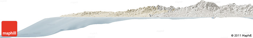 Shaded Relief Horizon Map of Paphos, semi-desaturated Shaded Relief Horizon Map of Paphos, semi-desaturated