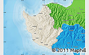 Shaded Relief Map of Paphos, political outside