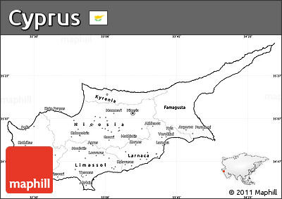 Blank Simple Map of Cyprus, cropped outside