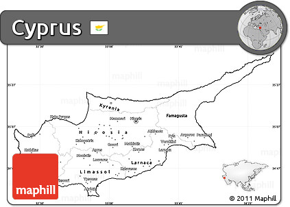 Blank Simple Map of Cyprus, cropped outside