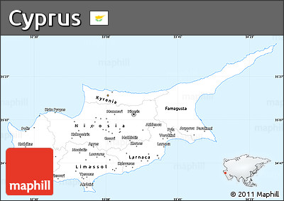 Classic Style Simple Map of Cyprus, single color outside