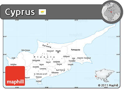 Classic Style Simple Map of Cyprus, single color outside