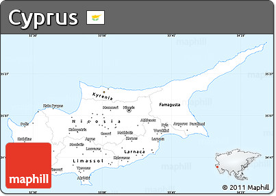 Classic Style Simple Map of Cyprus, single color outside