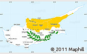 Flag Simple Map of Cyprus, single color outside, borders and labels, flag centered