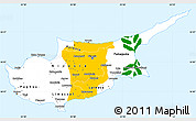 Flag Simple Map of Cyprus, single color outside, borders and labels, flag aligned to the middle