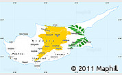 Flag Simple Map of Cyprus, single color outside, borders and labels, flag rotated