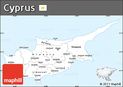 Gray Simple Map of Cyprus