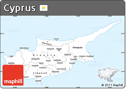 Gray Simple Map of Cyprus