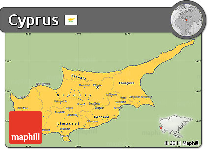 Savanna Style Simple Map of Cyprus, cropped outside