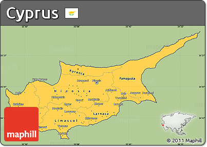 Savanna Style Simple Map of Cyprus, cropped outside