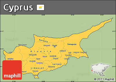 Savanna Style Simple Map of Cyprus, cropped outside