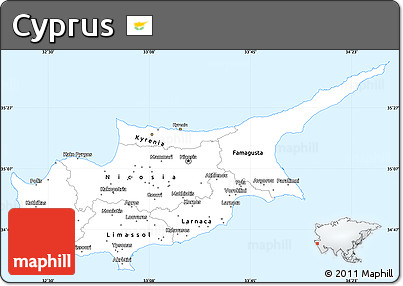 Silver Style Simple Map of Cyprus