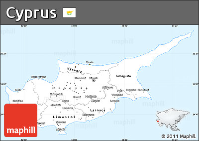 Silver Style Simple Map of Cyprus
