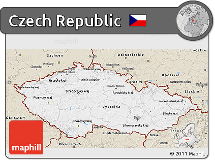 Classic Style 3D Map of Czech Republic