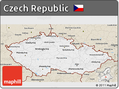 Classic Style 3D Map of Czech Republic