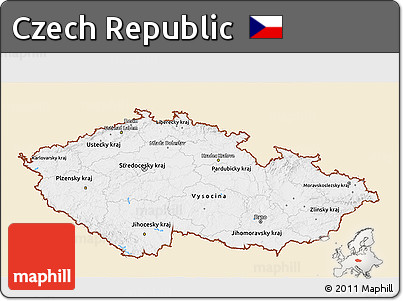 Classic Style 3D Map of Czech Republic, single color outside