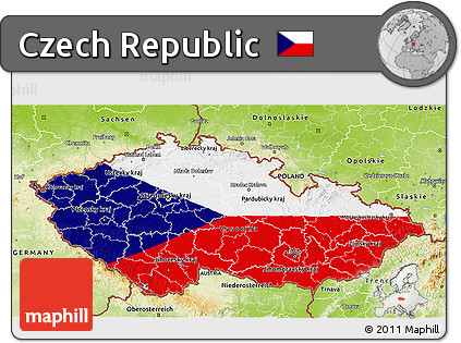 Flag 3D Map of Czech Republic, physical outside