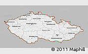 Gray 3D Map of Czech Republic, single color outside