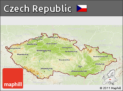 Physical 3D Map of Czech Republic, lighten