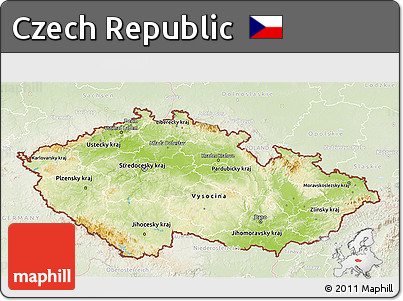 Physical 3D Map of Czech Republic, lighten